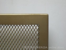 Fireplace grille opaque brass colour with a wide frame