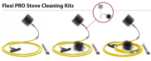Комплект за почистване на комин -  две четки ф 80 и ф 100мм + "жило" 3 м и помощна четка с гъвкава връзка
